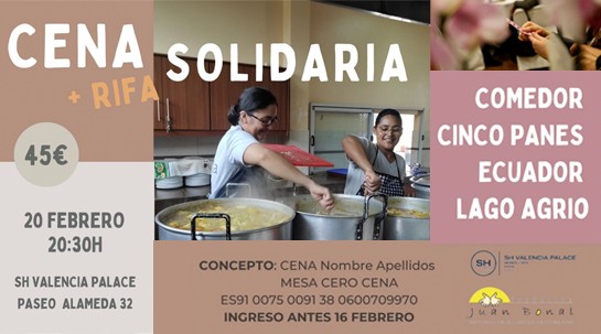 05/02/2026 Cena solidaria en Valencia a favor del Comedor Cinco Panes de Lago Agrio