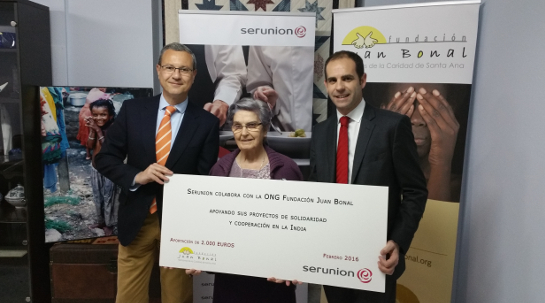 01/04/2016 Fundación Juan Bonal recibe una donación de Serunion para el impulso de los proyectos en la India.